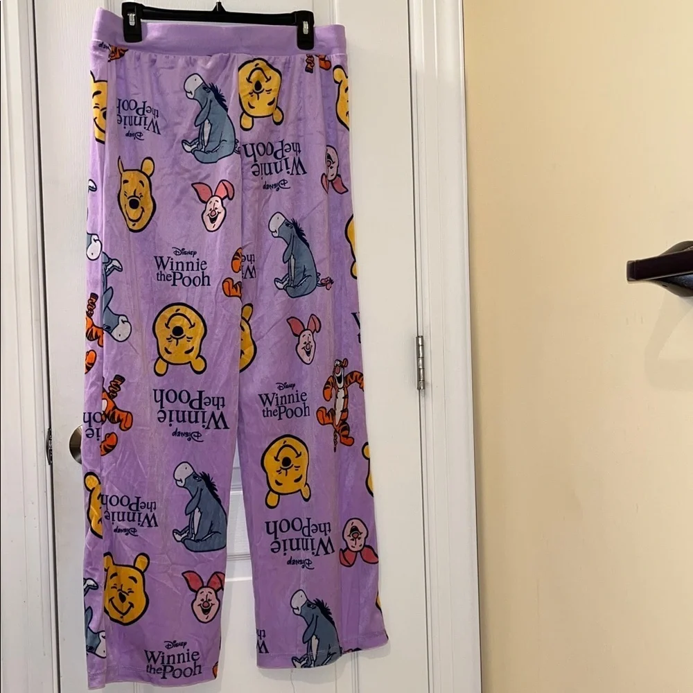 🆕 DISNEY Winnie the Pooh Lounge Pants Pajama Bottoms Purple Size Medium - Picture 4 of 11